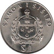 Samoa Tala Tanumafili II Roosevelt 1981 KM# 47 SAMOA I SISIFO FAAVAE I LE ATUA SAMOA $ 1 coin obverse Samoa Tala Tanumafili II Roosevelt 1981 KM# 47 SAMOA I SISIFO FAAVAE I LE ATUA SAMOA $ 1 coin obverse
