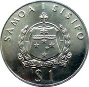 Samoa Tala Tanumafili II Javelin Thrower 1982 KM# 50 SAMOA I SISIFO FAAVAE I LE ATUA SAMOA $1 coin obverse Samoa Tala Tanumafili II Javelin Thrower 1982 KM# 50 SAMOA I SISIFO FAAVAE I LE ATUA SAMOA $1 coin obverse