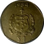 Samoa Tala Malietoa Tanumafili II 1984 KM# 57a 1984 $1 coin reverse Samoa Tala Malietoa Tanumafili II 1984 KM# 57a 1984 $1 coin reverse