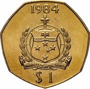 Samoa Tala Malietoa Tanumafili II 1984 KM# 57 1984 FA'AVAE I LE ATUA SAMOA $1 coin reverse Samoa Tala Malietoa Tanumafili II 1984 KM# 57 1984 FA'AVAE I LE ATUA SAMOA $1 coin reverse