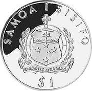 Samoa Tala Tanumafili II XXVI Summer Olympics 1996 KM# 112 SAMOA I SISIFO $1 coin obverse Samoa Tala Tanumafili II XXVI Summer Olympics 1996 KM# 112 SAMOA I SISIFO $1 coin obverse