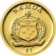 Samoa Tala Flying Fox 2010 Proof KM# 174 SAMOA FA'AVAE I LE ATUA SAMOA $1 coin obverse