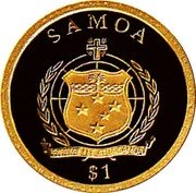 Samoa Tala German Railways. 175th Anniversary 2010 Proof KM# 215 SAMOA FAAVAE I LE ATUA SAMOA $1 coin obverse