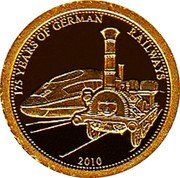 Samoa Tala German Railways. 175th Anniversary 2010 Proof KM# 215 175 YEARS OF GERMAN RAILWAYS 2010 coin reverse