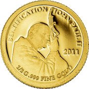 Samoa Tala Beatification of John Paul II 2011 Proof KM# 219 BEATIFICATION JOHN PAUL II 2011 1/2 G .999 FINE GOLD coin reverse Samoa Tala Beatification of John Paul II 2011 Proof KM# 219 BEATIFICATION JOHN PAUL II 2011 1/2 G .999 FINE GOLD coin reverse