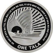 Samoa One Tala 50th Anniversary of Independance 2012 Proof KM# 230 ONE TALA UA SAU LE VA'A NA TIU, TAU MAI I LE VA'A NA TAU, O LO'O MAU PEA LAGO O LE VA'A NA FAO AFOLAU coin reverse