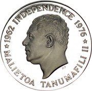 Samoa Tala Tanumafili II US Bicentennial 1976 Proof KM# 20a 1962 INDEPENDENCE 1976 HP MALIETOA TANUMAFILI II coin obverse Samoa Tala Tanumafili II US Bicentennial 1976 Proof KM# 20a 1962 INDEPENDENCE 1976 HP MALIETOA TANUMAFILI II coin obverse