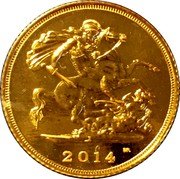 UK 1/2 Sovereign (Delhi Mint) I 2014 B.P. coin reverse