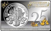 Austria 1,50 Euro (25 th Anniversary of the Vienna philarmonic) WIENER PHILARMONIKER SILBER ANNIVERSARY OF THE VIENNA PHILARMONIC 25 coin reverse Austria 1,50 Euro (25 th Anniversary of the Vienna philarmonic) WIENER PHILARMONIKER SILBER ANNIVERSARY OF THE VIENNA PHILARMONIC 25 coin reverse