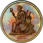 USA 1 Dollar (Liberty Pattern. Copper) LIBERTY 1871 coin obverse USA 1 Dollar (Liberty Pattern. Copper) LIBERTY 1871 coin obverse