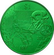 Samoa 1 Tala (200 Years of the Bicycle) $1 2017 1817 coin reverse Samoa 1 Tala (200 Years of the Bicycle) $1 2017 1817 coin reverse