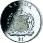 Samoa 1 Tala (25 Years of Reunification) SAMOA $1 FA'AVAE I LE ATUA SAMOA coin obverse Samoa 1 Tala (25 Years of Reunification) SAMOA $1 FA'AVAE I LE ATUA SAMOA coin obverse