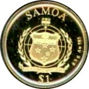 Samoa 1 Tala Gottfried Wilhelm Leibniz 2016 SAMOA FA'AVAE I LE ATUA SAMOA 0.5 G AU 585 $1 coin obverse