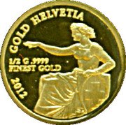 Samoa 1 Tala (Helvetia) GOLD HELVETIA 1/2 G .9999 FINEST GOLD 2012 coin reverse Samoa 1 Tala (Helvetia) GOLD HELVETIA 1/2 G .9999 FINEST GOLD 2012 coin reverse