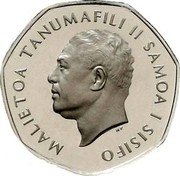 Samoa 1 Tala (Malietoa Tanumafili II- Piedfort) KM# P1 MALETOA TANUMAFILI II SAMOA I SISIFO HP coin obverse Samoa 1 Tala (Malietoa Tanumafili II- Piedfort) KM# P1 MALETOA TANUMAFILI II SAMOA I SISIFO HP coin obverse