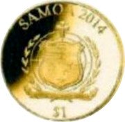 Samoa 1 Tala (The Fall of the Berlin Wall) SAMOA 2014 FA'AVAE I LE ATUA SAMOA $1 coin obverse Samoa 1 Tala (The Fall of the Berlin Wall) SAMOA 2014 FA'AVAE I LE ATUA SAMOA $1 coin obverse