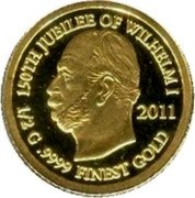 Samoa 1 Tala (Wilhelm I) 150TH JUBILEE OF WILHELM I 2011 1/2 G .9999 FINEST GOLD coin reverse Samoa 1 Tala (Wilhelm I) 150TH JUBILEE OF WILHELM I 2011 1/2 G .9999 FINEST GOLD coin reverse