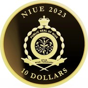Niue 10 Dollars (Charles III Vivat Humanitas) NIUE 2023 PUBLIC SEAL OF NIUE ATUA NIUE TUKULAGI 10 DOLLARS coin obverse