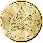 Canada 10 Dollars (Transition Obverse. Maple Leaf) CANADA 9999 9999 FINE GOLD 1/4 OZ OR PUR coin reverse Canada 10 Dollars (Transition Obverse. Maple Leaf) CANADA 9999 9999 FINE GOLD 1/4 OZ OR PUR coin reverse