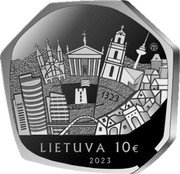 Lithuania 10 Euro Vilnius 2023 LMK Proof LMK 1323 LIETUVA 10€ 2023 coin obverse Lithuania 10 Euro Vilnius 2023 LMK Proof LMK 1323 LIETUVA 10€ 2023 coin obverse