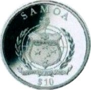 Samoa 10 Tala (25 Years of Reunification) SAMOA $10 FA'AVAE I LE ATUA SAMOA coin obverse Samoa 10 Tala (25 Years of Reunification) SAMOA $10 FA'AVAE I LE ATUA SAMOA coin obverse
