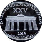 Samoa 10 Tala (25 Years of Reunification) 25 YEARS REUNIFICATION OF GERMANY XXV 2015 ONE OUNCE SILVER 925 coin reverse Samoa 10 Tala (25 Years of Reunification) 25 YEARS REUNIFICATION OF GERMANY XXV 2015 ONE OUNCE SILVER 925 coin reverse