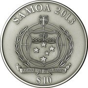 Samoa 10 Tala (Year of the Snake) SAMOA 2013 $10 FA'AVAE I LE ATUA SAMOA coin obverse