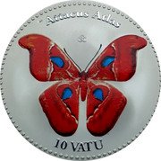Vanuatu 10 Vatu (Attacus Atlas butterfly) ATTACUS ATLAS 10 VATU CCC coin reverse Vanuatu 10 Vatu (Attacus Atlas butterfly) ATTACUS ATLAS 10 VATU CCC coin reverse