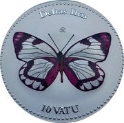 Vanuatu 10 Vatu (Delias llris) DELIAS LLRIS 10 VATU CCC coin reverse Vanuatu 10 Vatu (Delias llris) DELIAS LLRIS 10 VATU CCC coin reverse