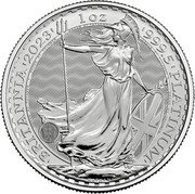 UK 100 Pounds (Charles III) BRITANNIA 2023 1 OZ 999.5 PLATINUM DECUS ET TUTAMEN NATHAN coin reverse UK 100 Pounds (Charles III) BRITANNIA 2023 1 OZ 999.5 PLATINUM DECUS ET TUTAMEN NATHAN coin reverse