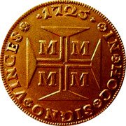 Portugal 10000 Reis Joao V 1725 MMMM 1725 IN HOC SIGNO VINCES M M M M coin reverse Portugal 10000 Reis Joao V 1725 MMMM 1725 IN HOC SIGNO VINCES M M M M coin reverse