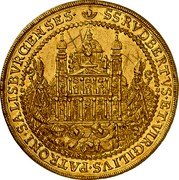 Austria 15 Ducat (Guidobald von Thun) SS RVDBERTVS ET VIRGILIVS PATRONI SALISBVRGENSES coin reverse Austria 15 Ducat (Guidobald von Thun) SS RVDBERTVS ET VIRGILIVS PATRONI SALISBVRGENSES coin reverse