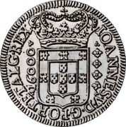 Portugal 16000 Reis Joao V Pattern 1718  KM# Pn13 IOANNES V D G PORT ET ALGAR REX 16000 coin obverse Portugal 16000 Reis Joao V Pattern 1718  KM# Pn13 IOANNES V D G PORT ET ALGAR REX 16000 coin obverse