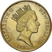 New Zealand 2 Dollars (Pattern with Royal Australian Mint Shield) ELIZABETH II NEW ZEALAND 1985 coin obverse New Zealand 2 Dollars (Pattern with Royal Australian Mint Shield) ELIZABETH II NEW ZEALAND 1985 coin obverse