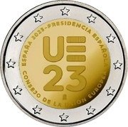 Spain 2 Euro Presidency of the European Union 2023 ESPANA 2023 – PRESIDENCIA ESPANOLA UE 23 CONSEJO DE LA UNION EUROPEA coin obverse Spain 2 Euro Presidency of the European Union 2023 ESPANA 2023 – PRESIDENCIA ESPANOLA UE 23 CONSEJO DE LA UNION EUROPEA coin obverse