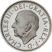 UK 2 Pence Charles III Maundy Money 2023  Prooflike; York Minster CHARLES III DEI GRATIA REX F D MJ coin obverse UK 2 Pence Charles III Maundy Money 2023  Prooflike; York Minster CHARLES III DEI GRATIA REX F D MJ coin obverse