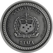 Samoa 2 Tala (Serpent of Milan. Antique finish) 1 TROY OUNCE SAMOA 2020 999 FINE SILVER FA'AVAE I LE ATUA SAMOA 2 TALA coin obverse