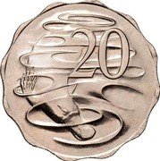 Australia 20 Cents (Platypus- Elizabeth II 2nd portrait - Planchet Error) 20 SD coin reverse Australia 20 Cents (Platypus- Elizabeth II 2nd portrait - Planchet Error) 20 SD coin reverse