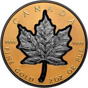Canada 200 Dollars (Super Incuse Maple Leaf. Black Rhodium) CANADA FINE GOLD 2 OZ OR PUR 9999 9999 coin reverse Canada 200 Dollars (Super Incuse Maple Leaf. Black Rhodium) CANADA FINE GOLD 2 OZ OR PUR 9999 9999 coin reverse