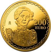 Spain 200 Euro (Centenary of the death of Joaquin Sorolla) CLOTILDE CON TRAJE GRIS 200 EURO M coin reverse