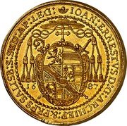 Austria 25 Ducat Johann Ernst von Thun 1687  IOAN ERNESTUS D G ARCHIEP ET PRPS SALISB S SED AP LEG coin obverse Austria 25 Ducat Johann Ernst von Thun 1687  IOAN ERNESTUS D G ARCHIEP ET PRPS SALISB S SED AP LEG coin obverse