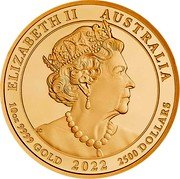 Australia 2500 Dollars The Jewelled Koi 2022 P JC ELIZABETH II AUSTRALIA 10 OZ 9999 GOLD 2022 2500 DOLLARS. coin obverse Australia 2500 Dollars The Jewelled Koi 2022 P JC ELIZABETH II AUSTRALIA 10 OZ 9999 GOLD 2022 2500 DOLLARS. coin obverse