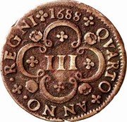 Portugal 3 Reis Pedro II Pattern 1688  KM# Pn7 1688 QUARTO ANNO REGNI coin reverse Portugal 3 Reis Pedro II Pattern 1688  KM# Pn7 1688 QUARTO ANNO REGNI coin reverse