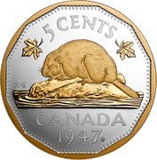 Canada 5 Cents (1947 Maple Leaf Mark) 5 CENTS K G CANADA 1947 coin reverse Canada 5 Cents (1947 Maple Leaf Mark) 5 CENTS K G CANADA 1947 coin reverse
