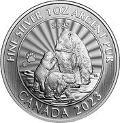 Canada 5 Dollars (The Majestic Polar Bear) 9999 PL FINE SILVER 1 OZ ARGENT PUR CANADA 2023 coin reverse Canada 5 Dollars (The Majestic Polar Bear) 9999 PL FINE SILVER 1 OZ ARGENT PUR CANADA 2023 coin reverse