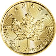 Canada 5 Dollars (Transition Obverse. Maple Leaf) CANADA 9999 9999 FINE GOLD 1/10 OZ OR PUR coin reverse Canada 5 Dollars (Transition Obverse. Maple Leaf) CANADA 9999 9999 FINE GOLD 1/10 OZ OR PUR coin reverse