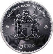 Malta 5 Euro Maltese Cross 2023  BU CENTRAL BANK OF MALTA FIDUCIA FORTIS 1968 5 EURO coin obverse Malta 5 Euro Maltese Cross 2023  BU CENTRAL BANK OF MALTA FIDUCIA FORTIS 1968 5 EURO coin obverse