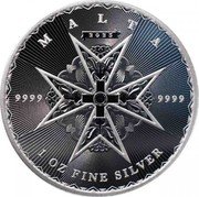 Malta 5 Euro Maltese Cross 2023  BU MALTA 2023 9999 9999 1 OZ FINE SILVER coin reverse Malta 5 Euro Maltese Cross 2023  BU MALTA 2023 9999 9999 1 OZ FINE SILVER coin reverse