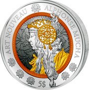 Samoa 5 Tala Alphonse Mucha. La Blonde 2016  Proof KM# 441 ART NOUVEAU ALPHONSE MUCHA 5$ coin reverse Samoa 5 Tala Alphonse Mucha. La Blonde 2016  Proof KM# 441 ART NOUVEAU ALPHONSE MUCHA 5$ coin reverse