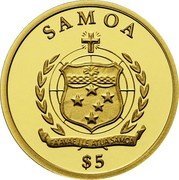 Samoa 5 Tala (Boleslaw Chrobry) KM# 414 SAMOA FA'AVAE I LE ATUA SAMOA $5 coin obverse Samoa 5 Tala (Boleslaw Chrobry) KM# 414 SAMOA FA'AVAE I LE ATUA SAMOA $5 coin obverse